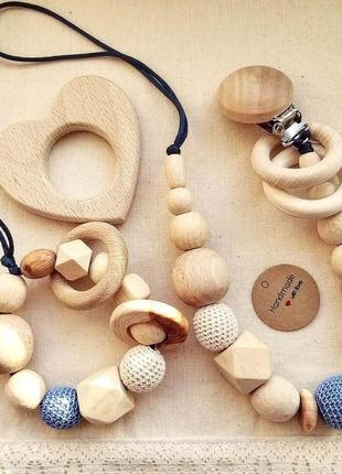 Подарунковий набір для немовляти гризунець браслет та тримач пустишки