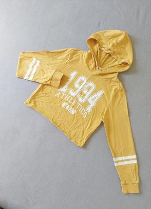 Короткая спортивная желтая кофта худи h&m топ