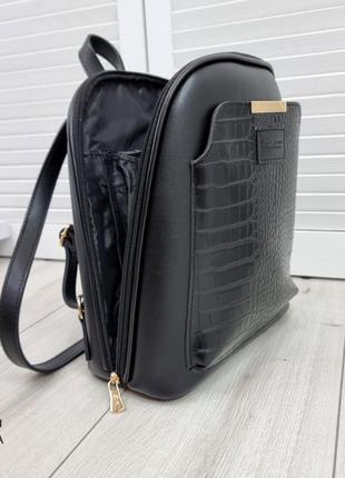 Жіночий шикарний та якісний рюкзак сумка для дівчат чорний9 фото