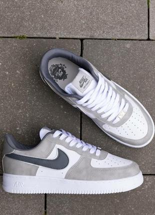 Мужские кроссовки nike air force white silver