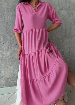 Платье миди макси без рукавов с рюшками свободное платье синяя черная розовая макси весенняя трендовая стильная