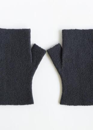 Митенки перчатки без пальцев валяные из шерсти женские/мужские2 фото