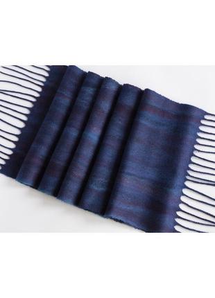 Длинный шерстяной шарф мужской/женский синий валяный шарф из шерсти мериноса3 фото