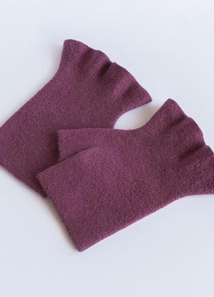 Жіночі валяні мітенки з рюшами рукавички без пальців з вовни8 фото
