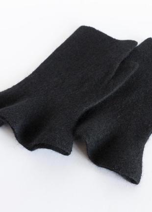 Короткие черные митенки с рюшами женские перчатки без пальцев из шерсти подарок девушке подруге7 фото