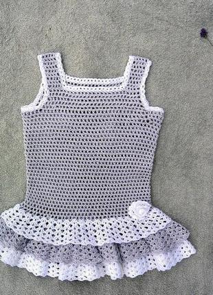 Платье детское лавандовое из хлопка1 фото