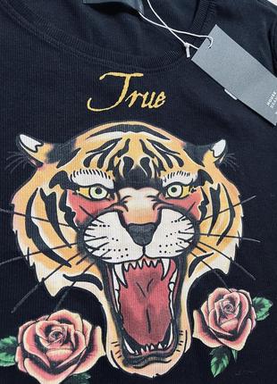 Топ з тигром рубчик бавовна футболка кроптоп2 фото