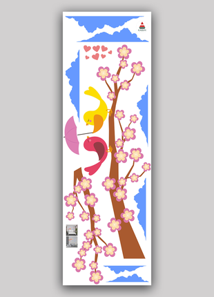 Вінілова інтер'єрна наклейка кольорова декор на стіну (шпалери, фарбу) "гілка дерева з птахами"2 фото