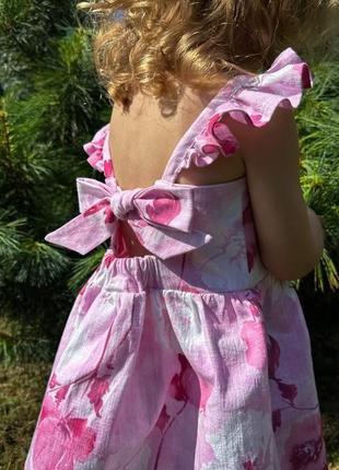 Сарафан дитячий з льону з бантиком для barbie girls4 фото