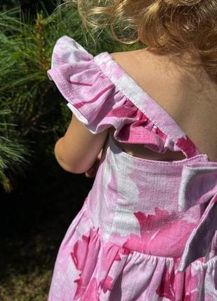 Сарафан дитячий з льону з бантиком для barbie girls3 фото