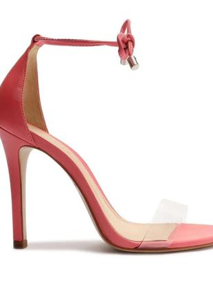 Schutz оригінал рожеві прозорі шкіряні босоніжки на шпильці