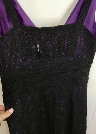 Готическое кружевное черно-фиолетовое платье6 фото