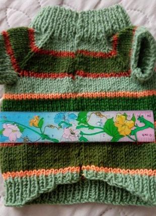 Теплый вязанный свитер для маленькой собачки2 фото