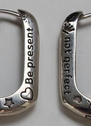 Серебряные серьги-кольца из серебра 925 пробы be present3 фото