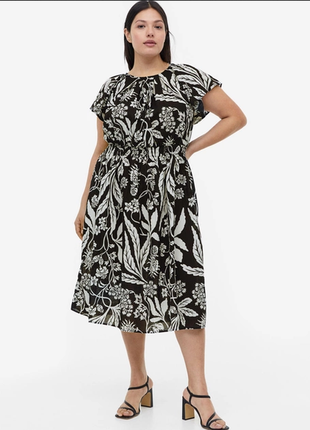 Монохромное платье h&m из жатого хлопка  xl ( 52-54)