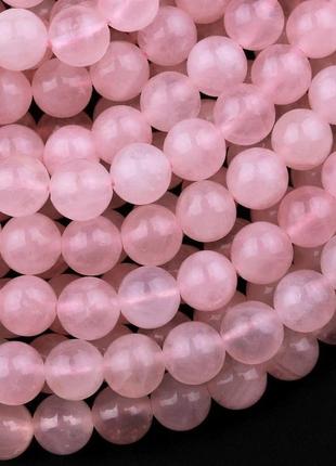 Рожевий кварц гладка кулька 10 мм+- l-38см+-1 фото