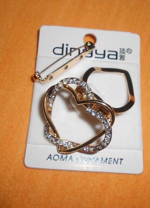 Декоративная брошь fashion jewellery dingya в форме сердец качественная бижутерия3 фото