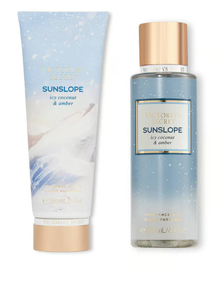 Victoria's secret парфумований набір для тіла sunslope icy coconut & amber  оригінал америка