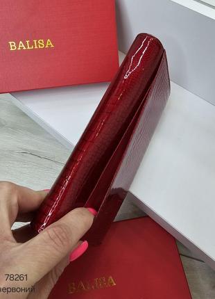 Женский стильный и качественный кошелек из натуральной кожи красный лак5 фото