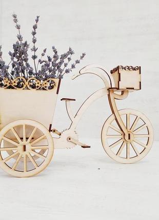 Декоративне дерев'яне кашпо велосипед. кашпо з фанери для декору та композицій 33см4 фото