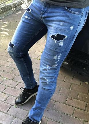 Джинси "givenchy marble wash denim trousers light blue"