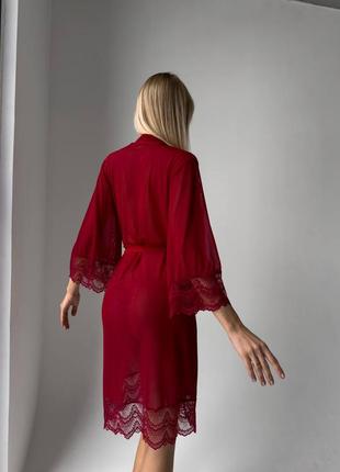 Эффектный халат из итальянской сетки с кружевом в 2-х цветах 😍7 фото
