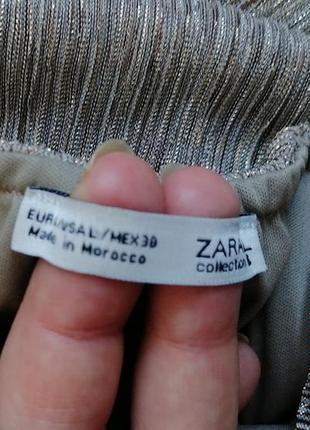 Платье комбинация zara l коктейльное хаки-беж золотая нить7 фото