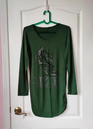 Зелёная туника с апликацией