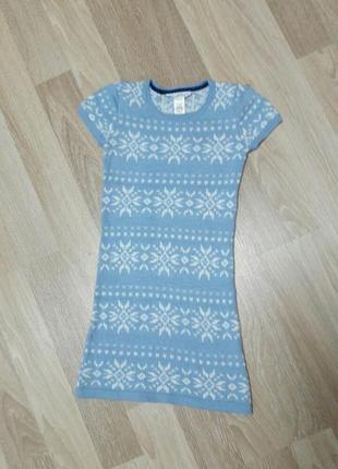 Тёплое платье в снежинках h&m l.o.g.g. 8-10 лет.1 фото
