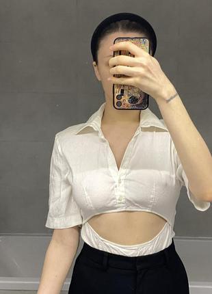 Лляна блуза-боді zara1 фото