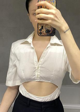 Льняная блуза-боди zara3 фото