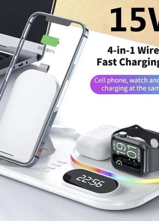 Бездротова швидка зарядка 4в1 для iphone,apple watch,airpods 30w4 фото