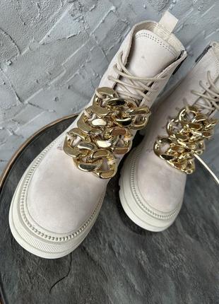 Жіночі зимові черевики шкіряні кремові magza туреччина 40р.7 фото