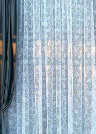 Тюль сітка з плетінням cobweb білий туреччина2 фото