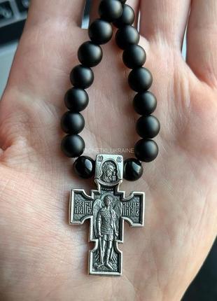 Чотки на 30 намистин з чорного матового оніксу 8 мм чотки християнські для молитви4 фото