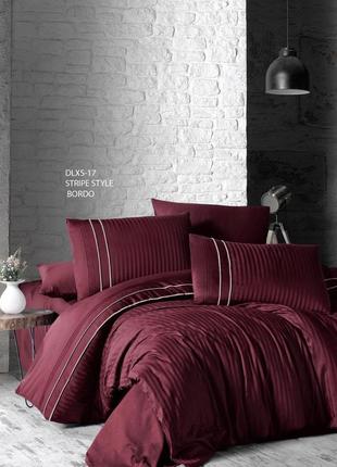 First choice stripe style bordo (dark red) delux сатин постіль...