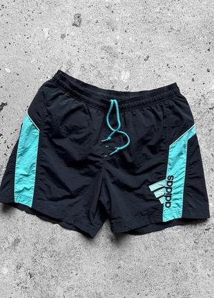 Adidas men's vintage 90s nylon shorts embroidered logo винтажные, нейлоновые шорты3 фото