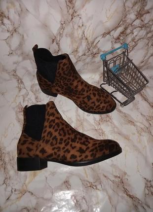Леопардовые ботинки на низком ходу с резинками-вставками по бокам2 фото