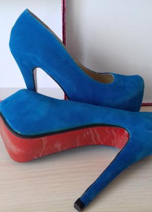 Туфлі жіночі замшеві на шпильці2 фото