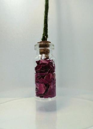 Кулон мини бутылочка с розой4 фото