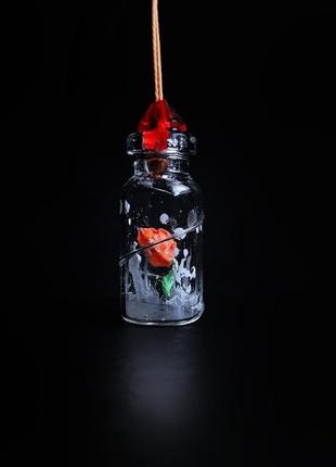 Кулон мини бутылочка с цветком3 фото