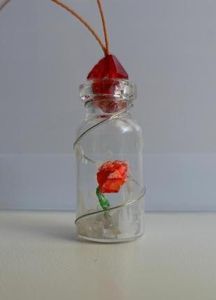 Кулон мини бутылочка с цветком8 фото