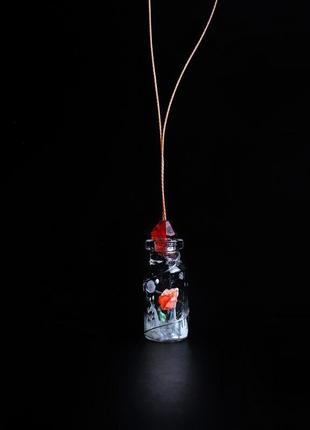Кулон мини бутылочка с цветком5 фото