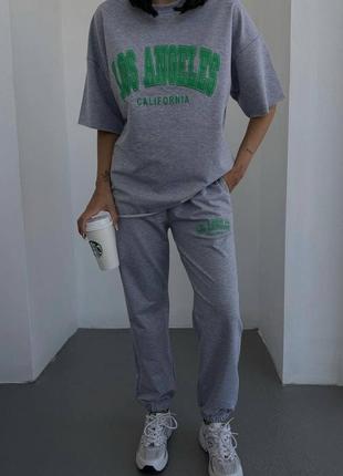 Женский спортивный прогулочный костюм двойка джокеры и футболка,жіночий спортивний костюм двійка джогери та футболка літній3 фото