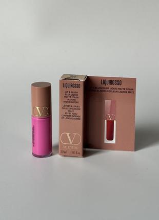 Ярко розовая стойкая матовая жидкая помада жидкие стойкие румяна valentino liquirosso 2 in 1 soft matte liquid lipstick &amp; blush 302r pink is punk1 фото