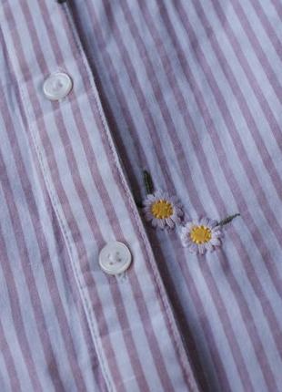 Базовая хлопковая блуза рубашка вышивка цветы5 фото