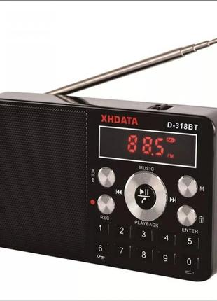 Радіоприймач xhdata d-318bt, 87 мгц — 108 мгц, am fm 12 band d...