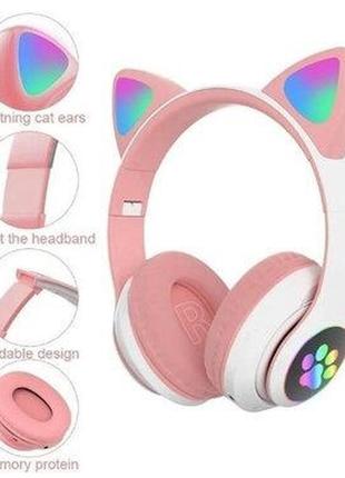 Бездротові навушники з вушками cat stn-28 рожеві