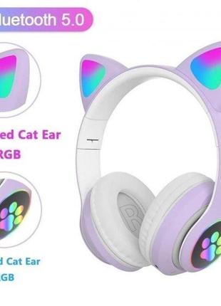 Бездротові навушники з вушками cat stn-28 фіолетові