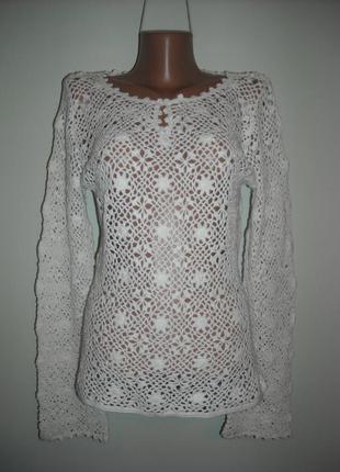 Кофточка белая нарядная из хлопковой нитки